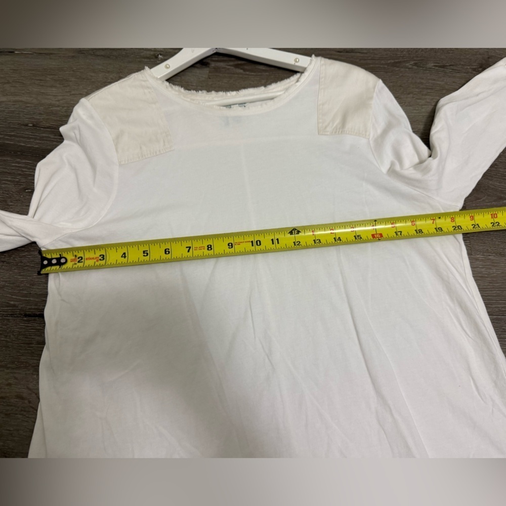 Sundance Women's Satin Silk Patchwork Long Sleeve Cotton Blend Top White XL - Picture 8 of 11